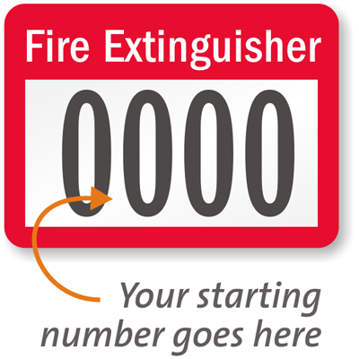 FIRE EXTINGUISHER Label, numbering, pack of 1000