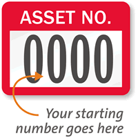 ASSET NO. Label, numbering, pack of 1000