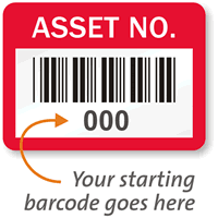 ASSET NO., with barcode numbering