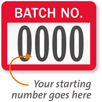BATCH NO. Label, numbering, pack of 1000