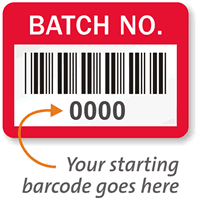 BATCH NO. Label, barcode, pack of 1000