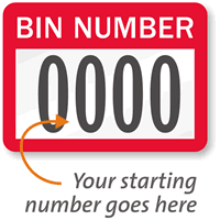 BIN NUMBER Label, numbering, pack of 1000