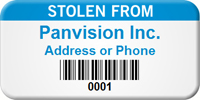 Barcoded Custom Asset Tag - Stolen From