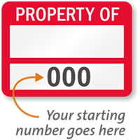 PROPERTY OF ____ (blank), with numbering