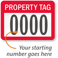 PROPERTY TAG Label, numbering, pack of 1000