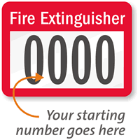 FIRE EXTINGUISHER Label, numbering, pack of 1000