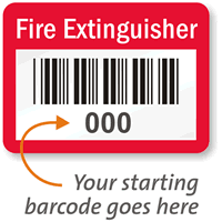 FIRE EXTINGUISHER, with barcode numbering