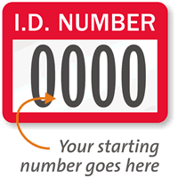 I.D. NUMBER Label, numbering, pack of 1000