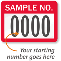 SAMPLE NO. Label, numbering, pack of 1000
