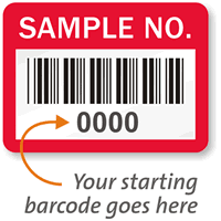 SAMPLE NO. Label, barcode, pack of 1000