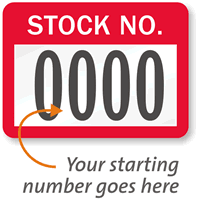 STOCK NO. Label, numbering, pack of 1000