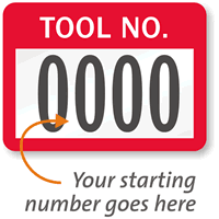 TOOL NO. Label, numbering, pack of 1000