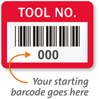 TOOL NO., with barcode numbering
