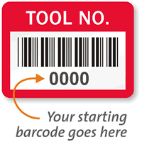 TOOL NO. Label, barcode, pack of 1000
