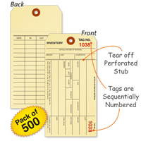 Inventory Sequentially Numbered Tags (with stub)