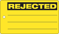 Rejected Plastic Tags, Vinyl Inspection Tag