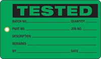 Tested Plastic Tags, Vinyl Inspection Tag