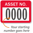 ASSET NO. Label, numbering, pack of 1000