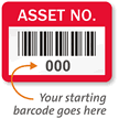 ASSET NO., with barcode numbering