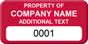 Sequential Numbering Asset Tag, three lines text