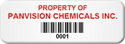 Asset Label, Property of Company Name with Barcode