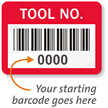 TOOL NO. Label, barcode, pack of 1000
