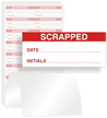 Scrapped Calibration Labels, Red On White