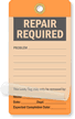 REPAIR REQUIRED Plastic Self-Laminating Tag, 25-Pack