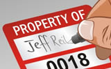 Indentable Foil 'Property of' Labels