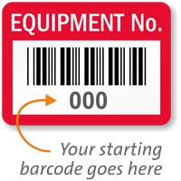 FoilGuard Equipment No. Metal Barcode Labels
