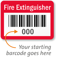 FIRE EXTINGUISHER, with barcode numbering