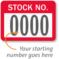 STOCK NO. Label, numbering, pack of 1000