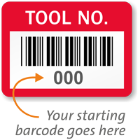 TOOL NO., with barcode numbering