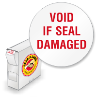 Void If Seal Damaged, 3/4 'Dia, 2 Mil Destructible White Vinyl