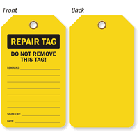 Double-Sided Repair Inspection and Status Record Tag