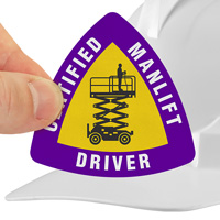 Certified Manlift Operator Triangle Hard Hat Decal