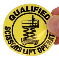 Qualified Scissors Lift Operator Hard Hat Decal