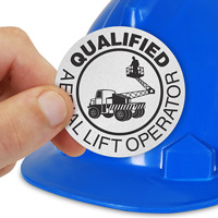 Qualified Aerial Lift Operator Hard Hat Decal