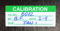 Calibration: ID#/By/Date/Due - Green