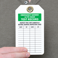 Emergency Shower, Eye Wash Test Record Inspection Tag