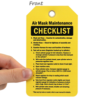 Double-Sided Air Mask Maintenance Checklist Status Record Tag